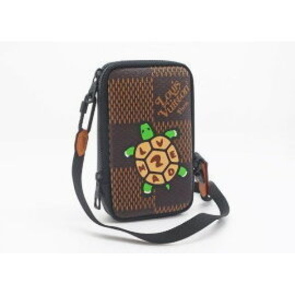 Louis Vuitton NIGO Double Phone Pouch Damier Ebene Brown Giant - Picture 1 of 3
